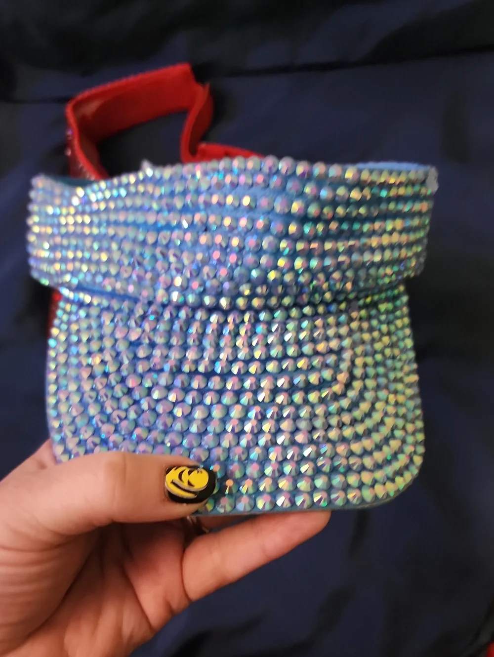 Sparkling Visors - Red and Light Blue Rhinestone Sun Visors